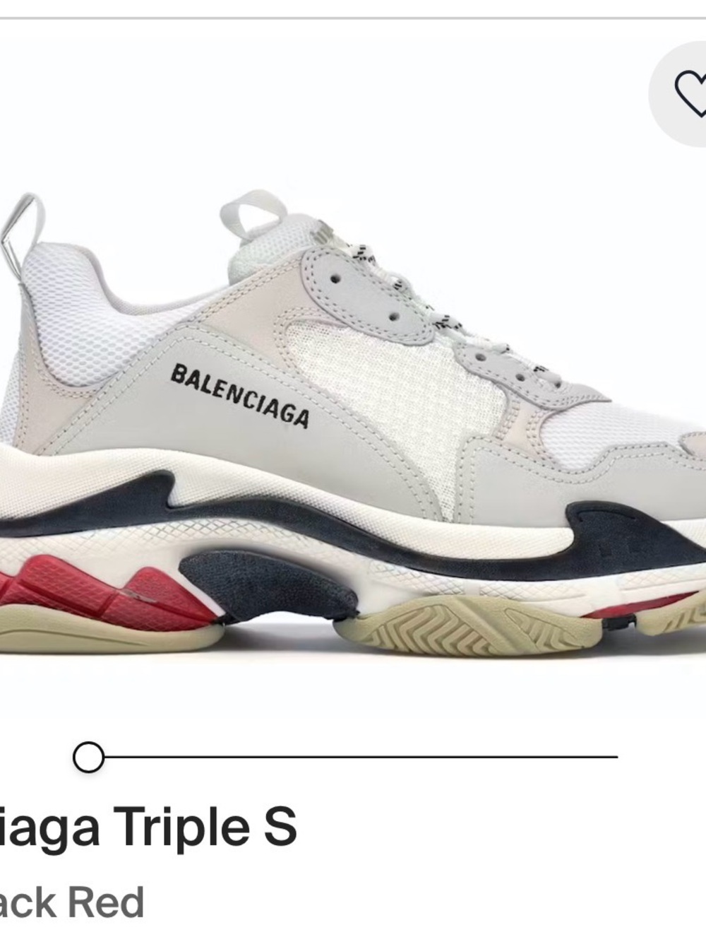 Balenciaga Triple S Sneakers in White, Gray & Red Accents
